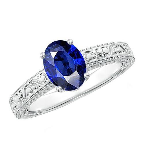 Vintage-Stil Solitaire Oval Naturblau Ceylon Saphir 4,50 Karat - harrychadent.ch