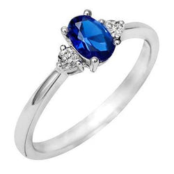 Weißer Ovaler Ceylon Blauer Saphir Diamant 4,50 Karat Ring