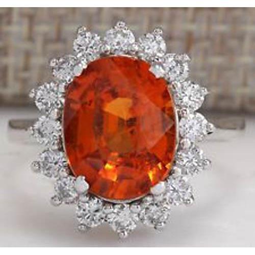 Weißgold 14K 10 Kt Roter Granat mit Diamanten Jubiläumsring - harrychadent.ch