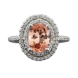 Weißgold 14K 10,70 Kt Halo Morganit und Diamanten Ehering