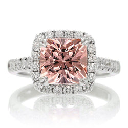 Weißgold 14K 11 Kt. Kissen Morganit und Diamanten Ring Neu