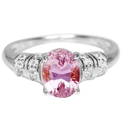 Weißgold 14K 16,75 Karat Rosa Kunzit mit Diamant-Verlobungsring - harrychadent.ch