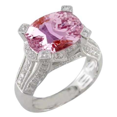 Weißgold 14K 21 Kt Rosa Kunzit mit Diamanten Ehering Neu - harrychadent.ch