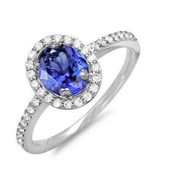 Weißgold 14K 3,10 Karat Tansanit und Diamanten Ehering Neu