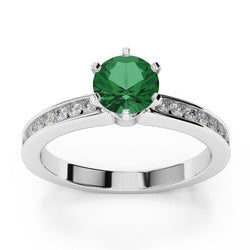 Weißgold 14K 3,40 ct Grüner Smaragd und Diamanten Verlobungsring Neu