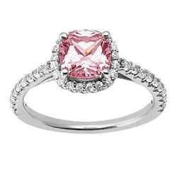 Weißgold 14K 3.01 Karat Kissen Rosa Edelstein Ehering Schmuck