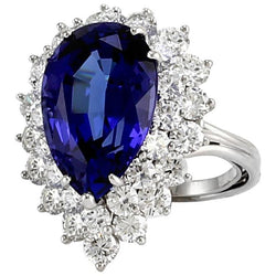 Weißgold 14K Birnentansanit mit runden Diamanten 3,75 ct Ring Neu