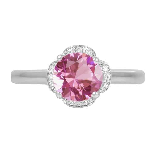 Weißgold 14K Rosa Kunzit mit Diamanten 16,50 ct Ehering