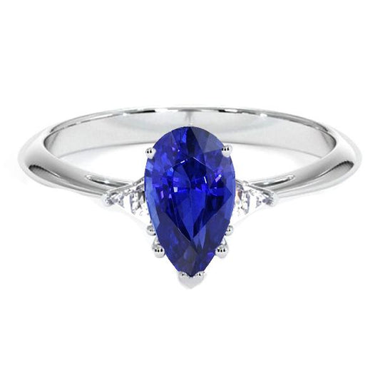 Weißgold 3 Steine Ring Blauer Saphir & Billionen Diamanten 2,25 Karat - harrychadent.ch