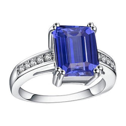 Weißgold Damen Diamantring 3,25 Karat Korb Set Ceylon Saphir