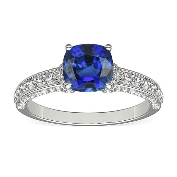 Weißgold Diamant blauer Saphir Verlobungsring Krappenset 3,50 Karat - harrychadent.ch