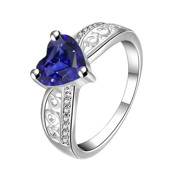 Weißgold Diamant Herzförmiger tiefblauer Saphirring 2 Karat - harrychadent.ch