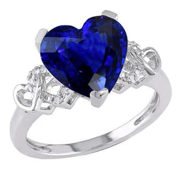Weißgold Diamantring Herzförmiger Sri Lanka Saphir 3,50 Karat