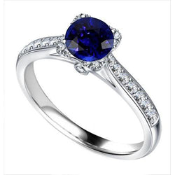 Weißgold Diamantring Tiefblauer Saphir mit Akzenten 2,50 Karat