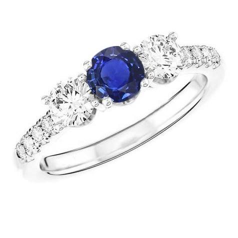 Weißgold-Edelstein-Ring mit Akzenten 2 Karat natürlicher blauer Saphir - harrychadent.ch