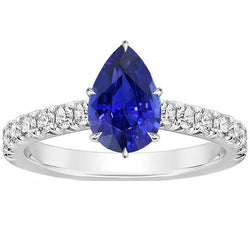 Weißgold Edelstein Ring mit Akzenten Birne Ceylon Saphir 5,50 Karat