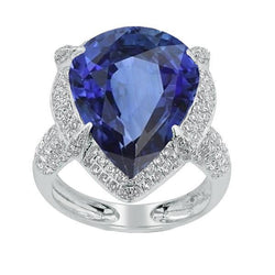 Weißgold Halo Pear Ceylon Saphir & Diamantring 5,50 Karat