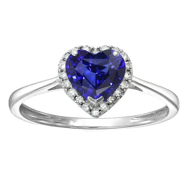 Weißgold Halo Ring Herz Blauer Saphir & Diamanten 3 Karat Schmuck - harrychadent.ch