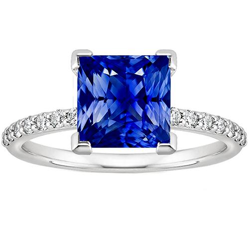 Weißgold Ring Solitaire Ceylon Blauer Saphir Mit Akzenten 4 Karat - harrychadent.ch