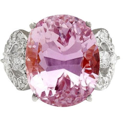 Weißgold Rosa Kunzit Und Diamant Ehering Schmuck 18.50 Ct