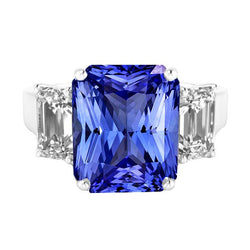 Weißgold Smaragd Diamant Ring 5 Karat natürlicher Saphir Schmuck 14K