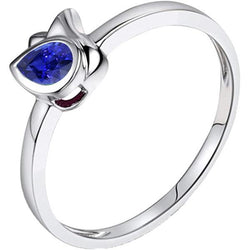 Weißgold Solitaire Jubiläumsring Lünette Set Blauer Saphir 1 Karat