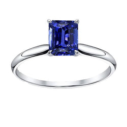 Weißgold Solitaire Smaragd Natural Blue Saphir Ring 2 Karat