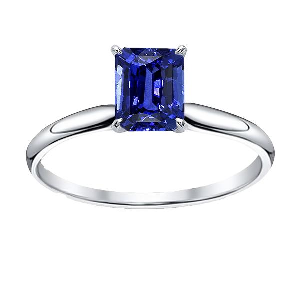 Weißgold Solitaire Radiant Natural Blue Saphir Ring 2 Karat - harrychadent.ch