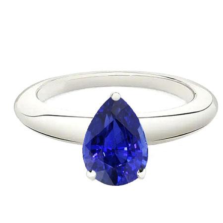 Weißgold Solitär Damenring Birnenform Blauer Saphir 1,50 Karat - harrychadent.ch