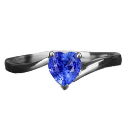 Weißgold Solitär-Herzschliff Hellblauer Saphirring 1,50 Karat