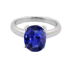 Weißgold Solitär Ovaler Ceylon Saphir Ring 1,50 Karat