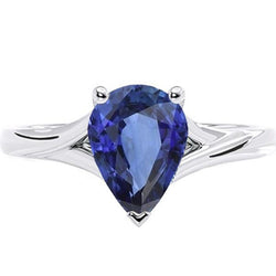Weißgold Solitär Ring Birne Sri Lanka Saphir 3 Karat