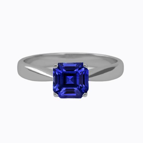 Weißgold Solitärring Asscher Cut Saphir Schmuck 1,50 Karat - harrychadent.ch