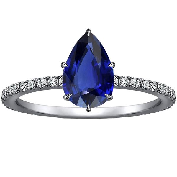 Weißgold Solitärring Blauer Saphir mit Diamantakzenten 5 Karat