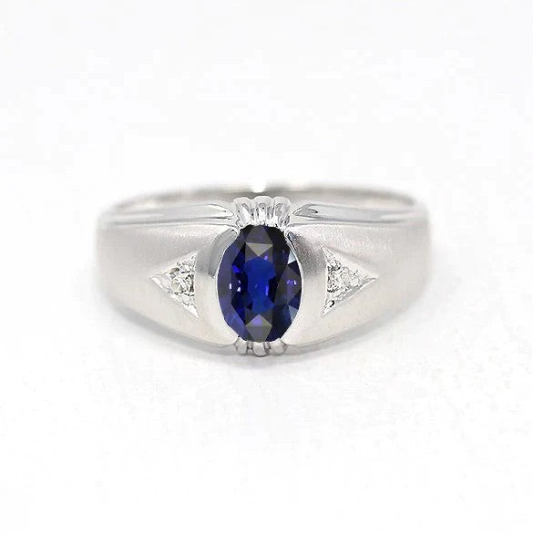 Zigeuner-Jubiläumsring Ovaler Ceylon-Saphir im Vintage-Stil 1,25 Karat