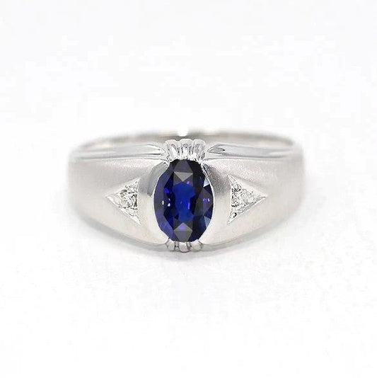Zigeuner-Jubiläumsring Ovaler Ceylon-Saphir im Vintage-Stil 1,25 Karat