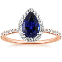 Zweifarbiger Ceylon-Birnen-Saphir-Diamant-Verlobungsring 6 Karat Neu