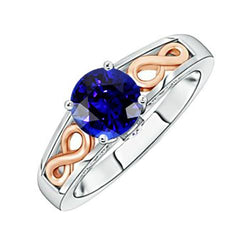 Zweifarbiger Damen Solitär Ring Vintage-Stil Blauer Saphir 1.50 Karat