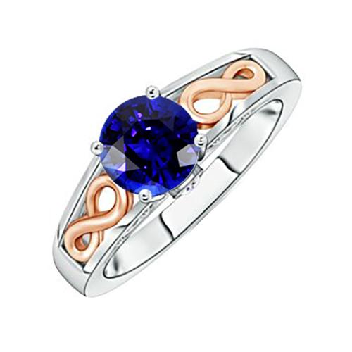 Zweifarbiger Damen Solitär Ring Vintage-Stil Blauer Saphir 1.50 Karat - harrychadent.ch