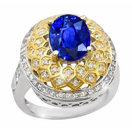 Zweifarbiger Goldring mit Saphirdiamanten aus Sri Lanka, 3,11 ct - harrychadent.ch