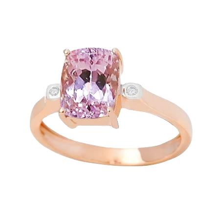 Zweifarbiger großer rosa Kunzit-Ring mit 27.10 Karat Diamanten