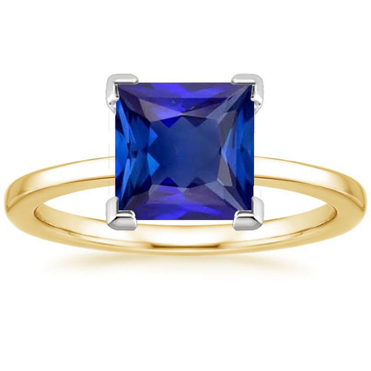 Zweifarbiger Solitär Edelstein Ring Princess Cut Ceylon Saphir 5 Karat - harrychadent.ch