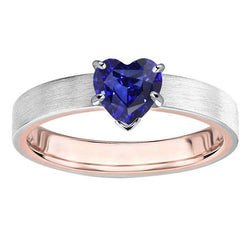Zweifarbiger Solitär-Herz-Tiefblauer Saphir-Ring 1,50 Karat