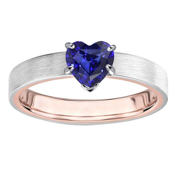 Zweifarbiger Solitär-Herz-Tiefblauer Saphir-Ring 1,50 Karat - harrychadent.ch