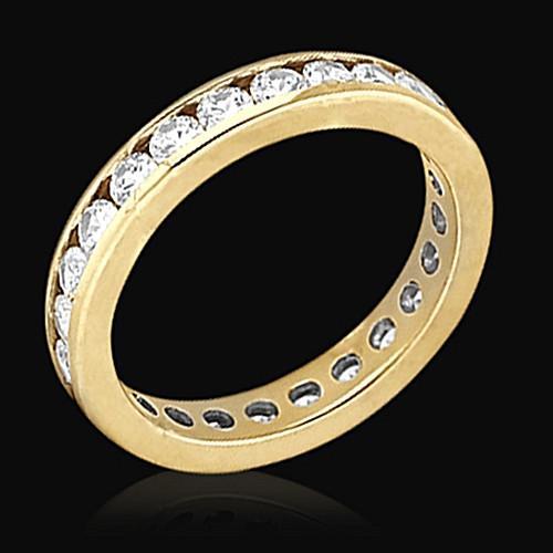 Runde Diamanten 1,68 ct. Verlobungsband für die Ewigkeit in Gelbgold