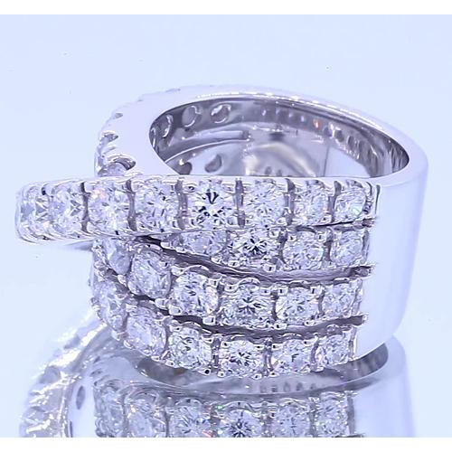 Ausgefallener Ring mit runden Diamanten 5,10 Karat Vierstift Weißgold 14K - harrychadent.ch