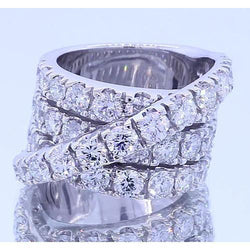 Ausgefallener Ring mit runden Diamanten 5,10 Karat Vierstift Weißgold 14K