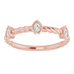 Birne Old Mine Cut Diamant Halbe Ewigkeit Band Lünette Set 2,25 Karat