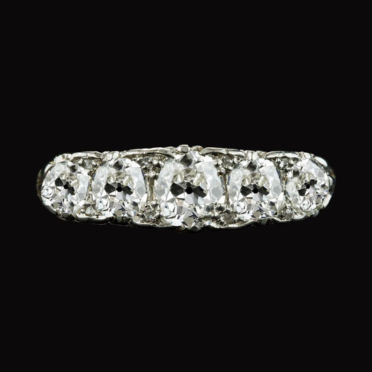 Halbe Ewigkeit Band 5 Steine Old Mine Cut Diamanten 5,50 Karat Gold 14K - harrychadent.ch