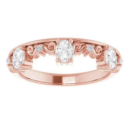 echter oval diamant 3.50Karat memoire-ring Vorderansicht